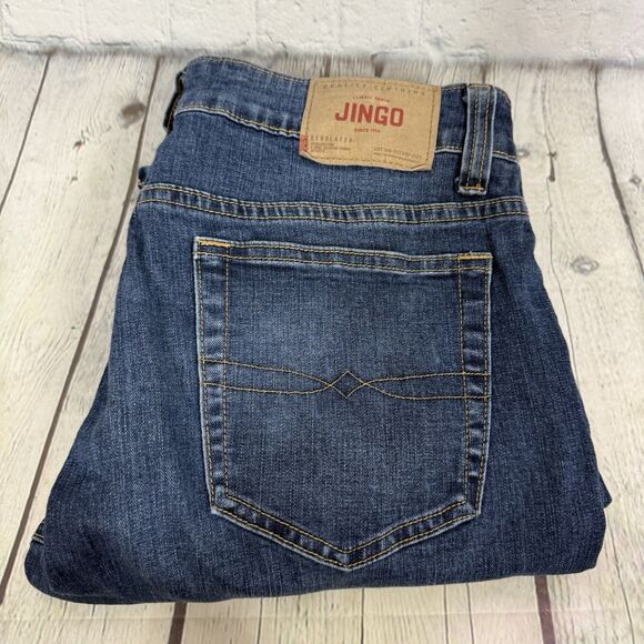 Jingo Jeans 32x31 Mens Blue Denim Straight Leg Relaxed Fit Dark Wash Casual - Picture 1 of 12